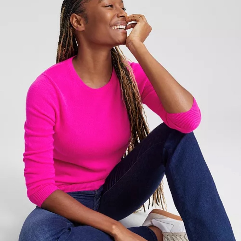 J. Crew Women's Hot Pink Size Small Cashmere Crewneck Sweater
